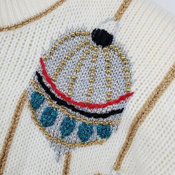 Vintage Dana Scott Embellished Christmas Ornament Holiday Glam Nostalgia Sweater - Picture 9 of 16